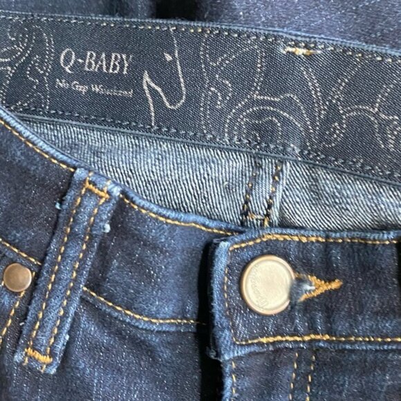 Wrangler Q Baby Dark Wash Mid Rise Elastic Waistband Straight Leg Jeans 4 - Picture 3 of 15